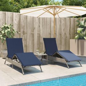 Sun Loungers 2 pcs with Table Gray Poly Rattan