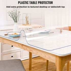 Plastic Table Cover, 42"x96"x0.08", Transparent PVC Table Protector, Rectangle Clear Desk Mat