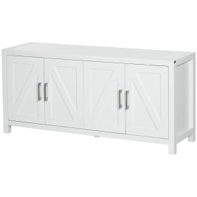 Sideboard Cabinet Buffets Table with Barn Style Doors TV Cabinet Stand for TVs up to 65" with 4 Cable Holes White