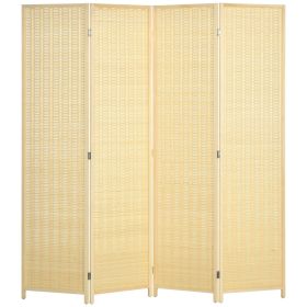 Woven Bamboo Room Divider, 4 Panel Folding Indoor Privacy Screens for Home Office, 71"x71"x0.6", Natural