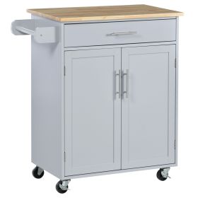 Rolling Kitchen Island Cart with Wood Top, Enough Storage Drawer Space with Towel Bar Rack Shelves